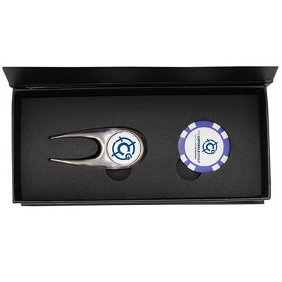 Scotsman's Divot Tool and Direct Print Poker Chip in a Magnetic Close Gift Box