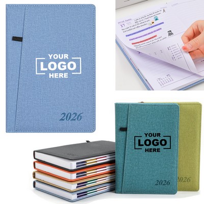 A5 Office Notebook PU Leather Daily Schedule Book W/ 365 Day Page