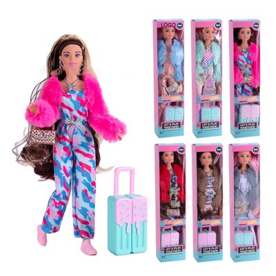30CM Travel Style Suitcase Jumpsuit Barbie Doll