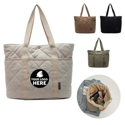 Quilted Puffy Hobo Tote Bag