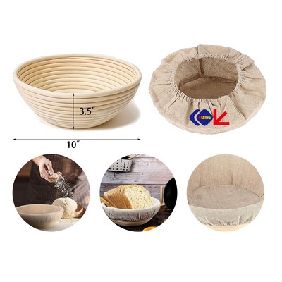 Round Cloth Liner Rattan Bread Basket