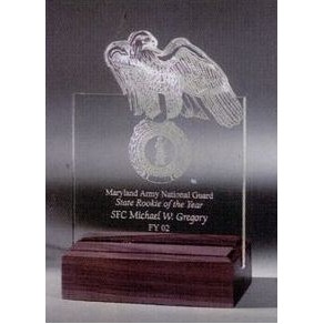 6" Acrylic Award in Any Shape in Walnut or Black Base