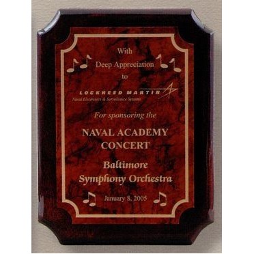 Clipped Corners Piano Finish High Gloss Rosewood Plaque (8"x10")