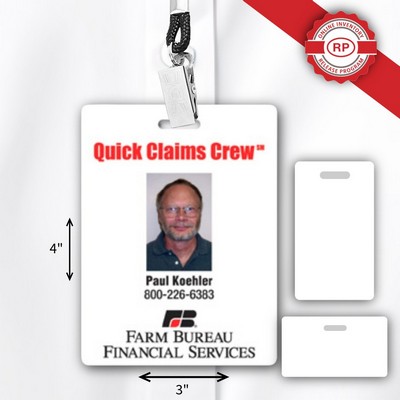 IdentityPro™ USA Made Photo ID Badge w/ Tag Slot (3"x4") Rectangle