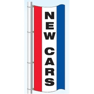 Double Faced Stock Message Interceptor® Drape Flag (New Cars) (3' x 8')