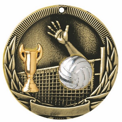 Volleyball, Tri-Colored Medal, 2"