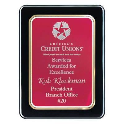 Plaque - Round Corner Piano Wood Plaque w/ Plate - Jet Black (9"x12")