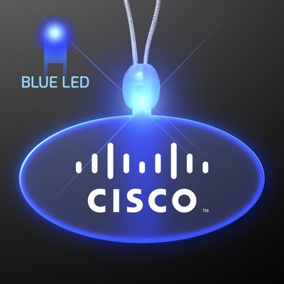 Light Up Acrylic Oval Necklaces with Blue LED - PRINTED