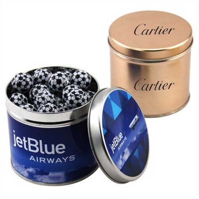 Round Tin w/Chocolate Soccer Balls