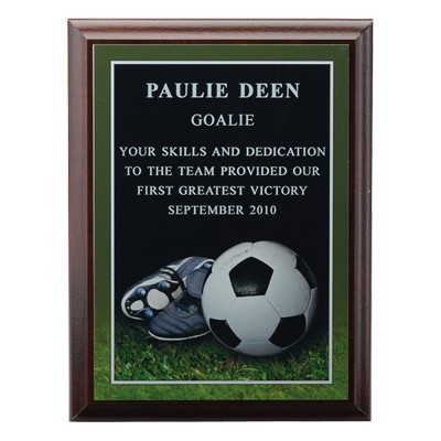 Soccer Photo Sports Plaque w/Laser Engraved Plate (6"x 8")