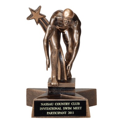 6 ¼" Resin Swimming Trophy w/Male Swimmer & Shooting Star