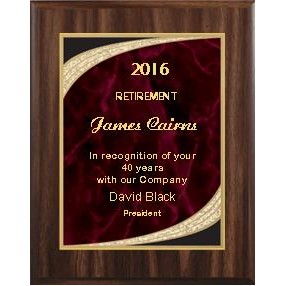 Walnut Plaque 8" x 10" - Red/Gold Majestic 6" x 8" Plate