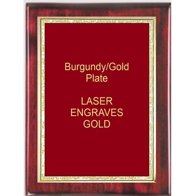 Rosewood 7-1/4" x 9-1/4" Piano Finish Free Standing Plaque - With 6" x 8" Red/Gold Florentine Plate
