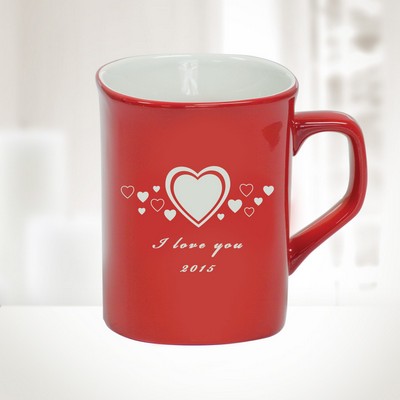 10 Oz Red Ceramic Round Corner Mug