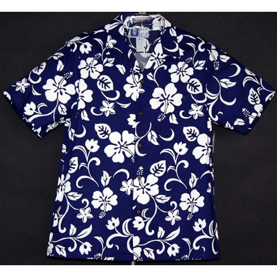 Hawaiian Tropical Print Royal Cotton Shirt - DEEP INVENTORY