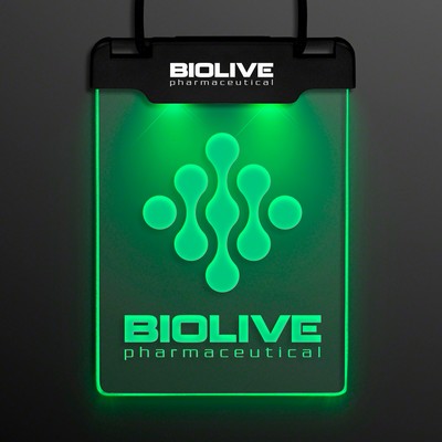 Green Space Glow Light Badge Necklace