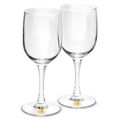 Wine Glass Set W/ Gold Medallion