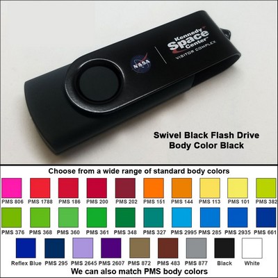 Swivel Black Flash Drive - 32 GB Memory - Body Black