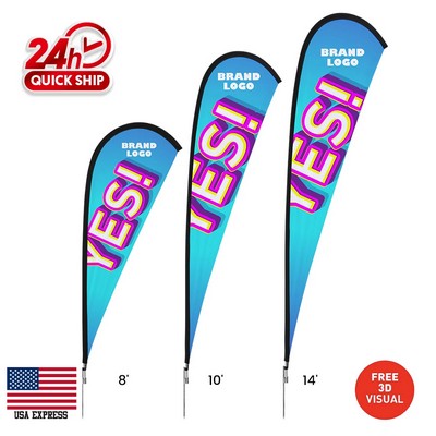 8' Premium Teardrop Flag Kit w/X Base