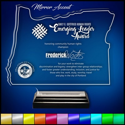 6" Oregon Clear Acrylic Award with Mirror Accent
