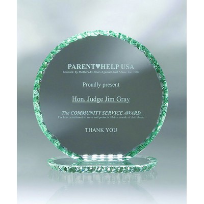 Jade Crystal Pearl Edge Round Award Size Med.