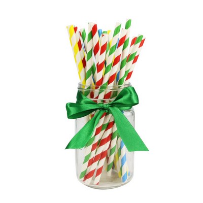 Striped Paper Drinking Straw