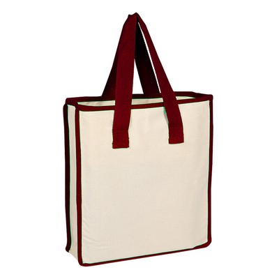 Accent Color Canvas Shopping Bag - Blank (14" x 15" x 4")