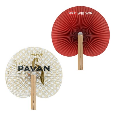 Heart Wooden Handle Folding Paper Hand Fan