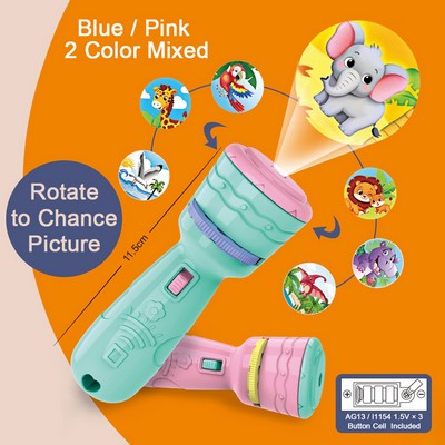 Kid Projection Fashlight 1pc with Projection Card 3pcs, use 3*AG13# Button Cell included