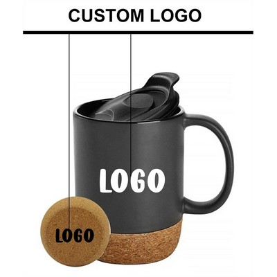 14 Oz Coffee Mug With Cork Bottom And Splash Proof Lid