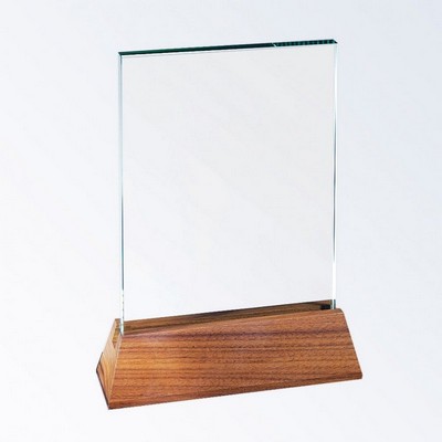 Vertical Rectangle Award w/Slant Walnut Base