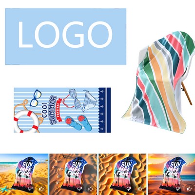 35" X 70" Microfiber Beach Blanket/Towel: Full Color (250 Gsm)