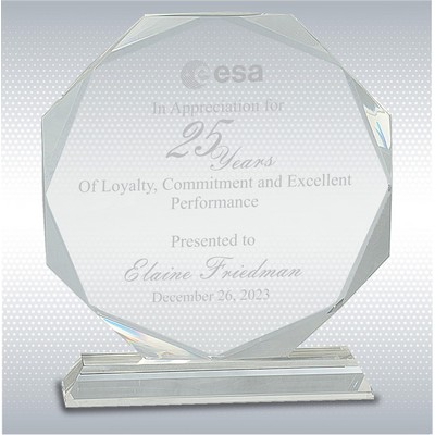 7 1/4" Octagon Optical Crystal Personalized Years of Service Employee Appreciation Gift Award