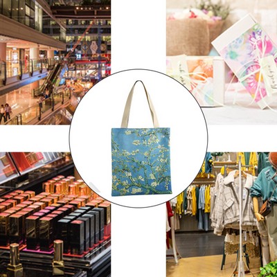 Full Color Grocery Canvas Tote Bag w/Colored Handles