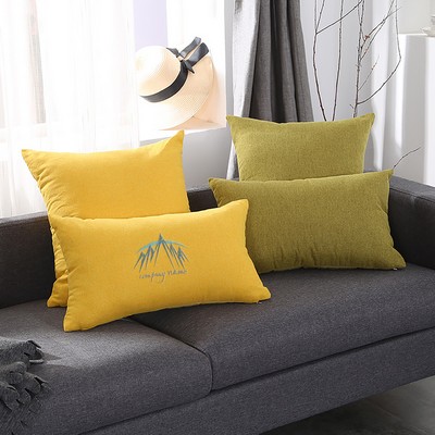 24 x 12" Embroidery Premium Square Linen Throw Pillowcase With Hidden Zipper