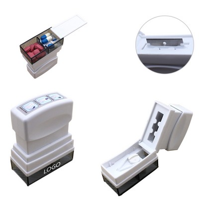 Hand Press Pill Case With Cutter Splitter