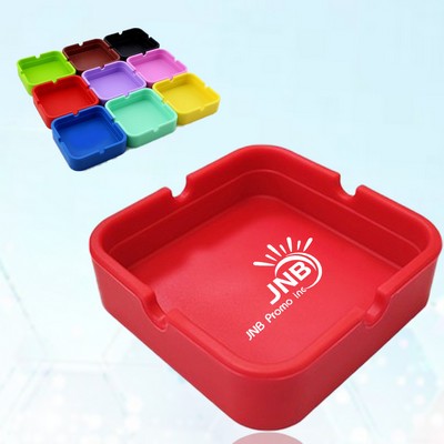Silicone Square Ashtray with Cigarette Holders