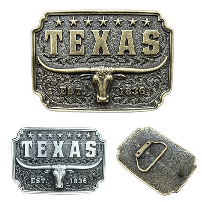 Custom 3D Die Cast TEXAS Belt Buckle (3 1/2'' x 3 1/2'')