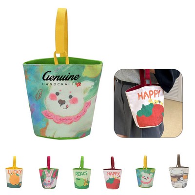 Canvas Oil Painting Bucket Bag