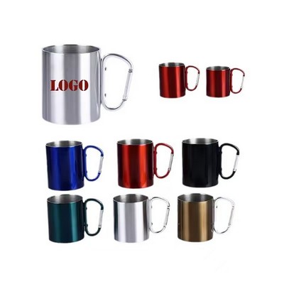 Double Wall Stainless Steel Mug W/ Carabiner Handle