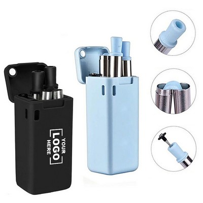 Collapsible Reusable Metal Silicone Straw