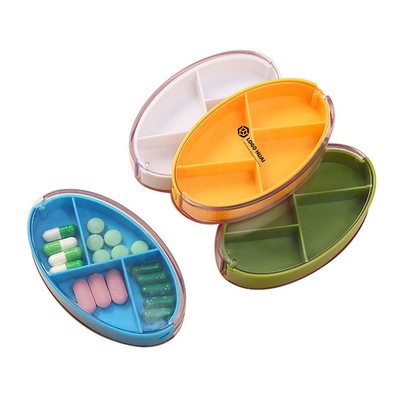 Portable Four-Grid Rotating Pill Box