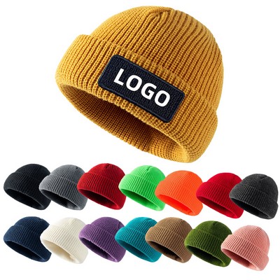 Winter Unisex Acrylic Knit Cuff Short Fisherman Warm Beanie Hat
