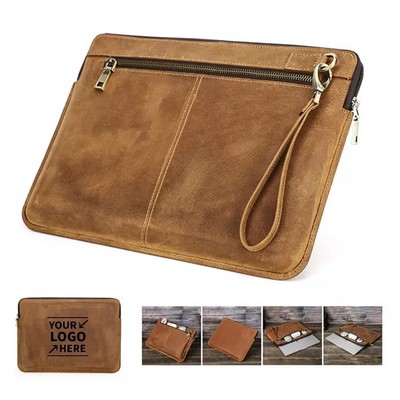 14 Inch Genuine Leather Laptop Sleeve Case Bag