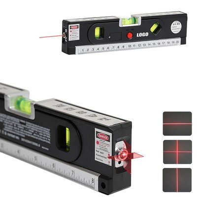 Multi Laser Ruler Measurer With Triple Positioned Leveling Bubble