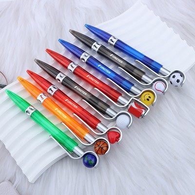 Basketball Head Pen Rotatable Writing Ballpoint Pens Novelty Plastic Sports Funny Pen