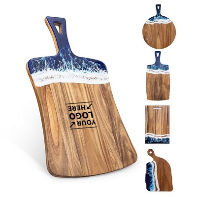 Ocean Wave Resin Art Acacia Wood Cutting Board