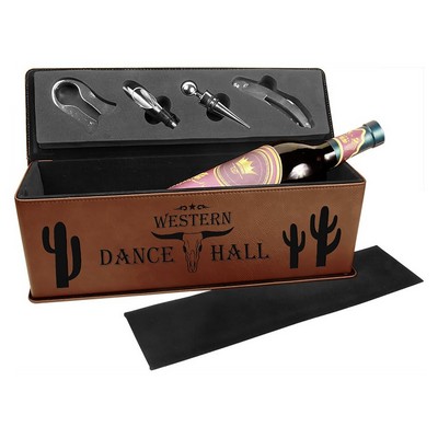 Dark Brown Leatherette Single Wine Box with Tools