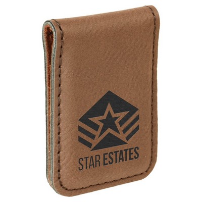 1.75" x 2.5" Dark Brown Leatherette Money Clip
