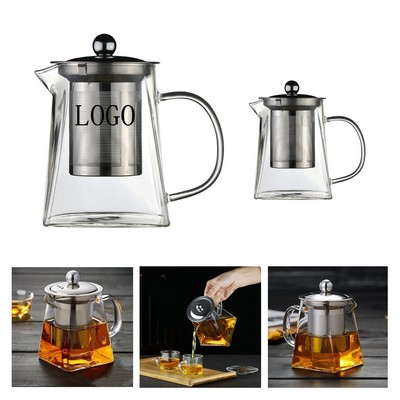 Transparent Glass Teapot with Steel Infuser 16oz